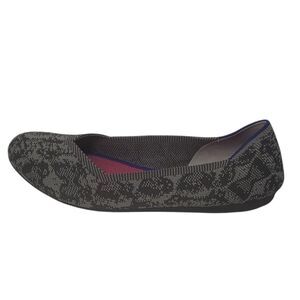 ROTHYS The Flat Grey Stone Snake Print Flat Slip On Shoes Womens Size US 7.5